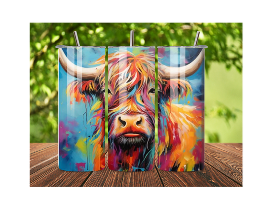 Blue Highland Cow Tumbler